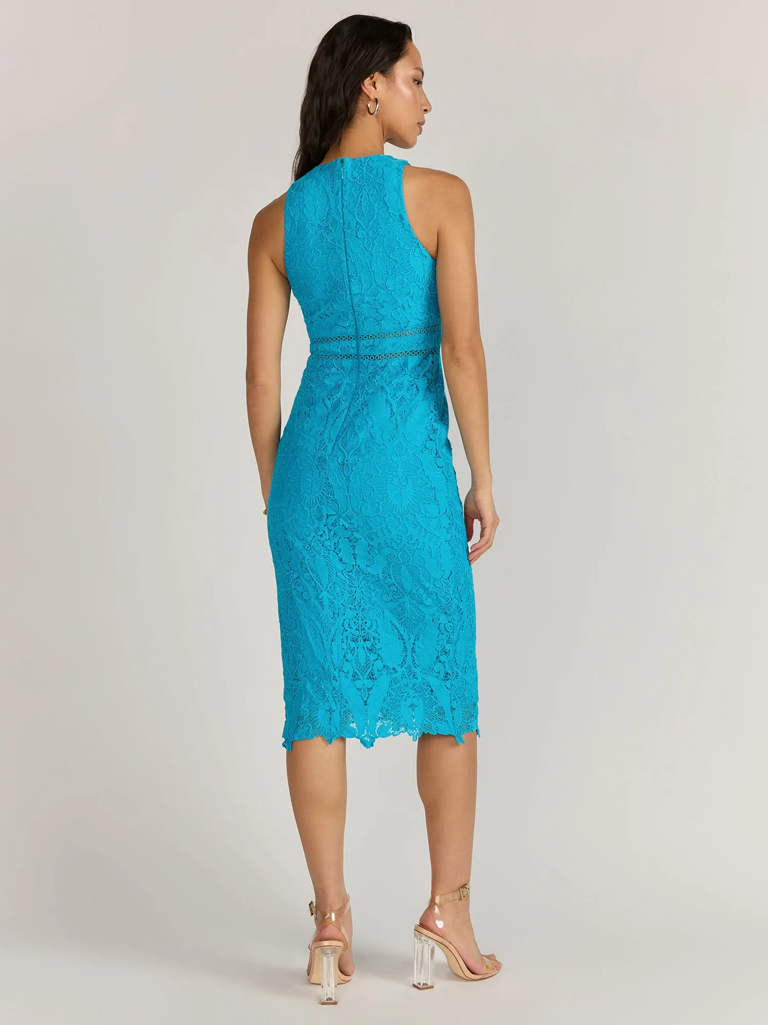 Just Me Crochet Lace Illusion Waist Midi Dress - Brands We Love