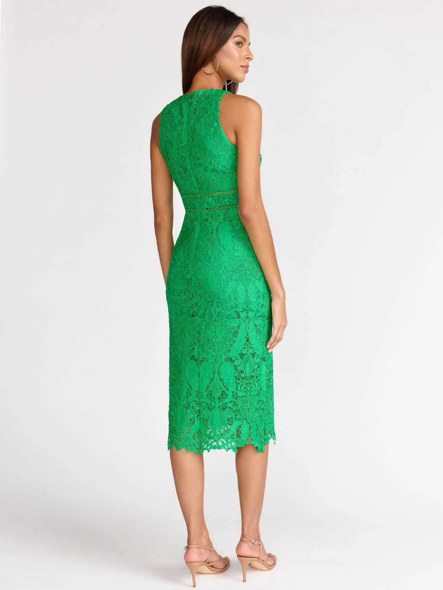 Just Me Crochet Lace Illusion Waist Midi Dress - Brands We Love