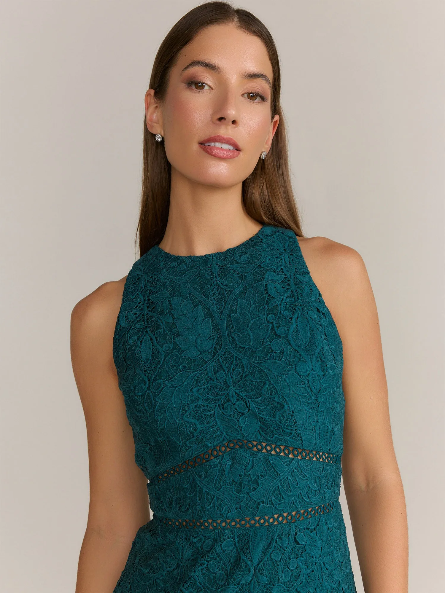 Just Me Crochet Lace Illusion Waist Midi Dress - Brands We Love