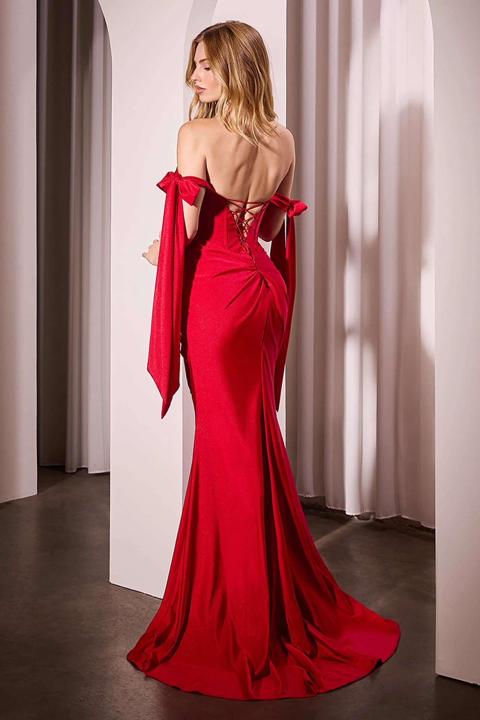 Knightly Gown - Off-the-Shoulder Stretch Spandex Fitted Dress