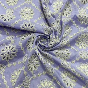 Lavender Schiffli Embroidery Cotton Fabric DVT-23814