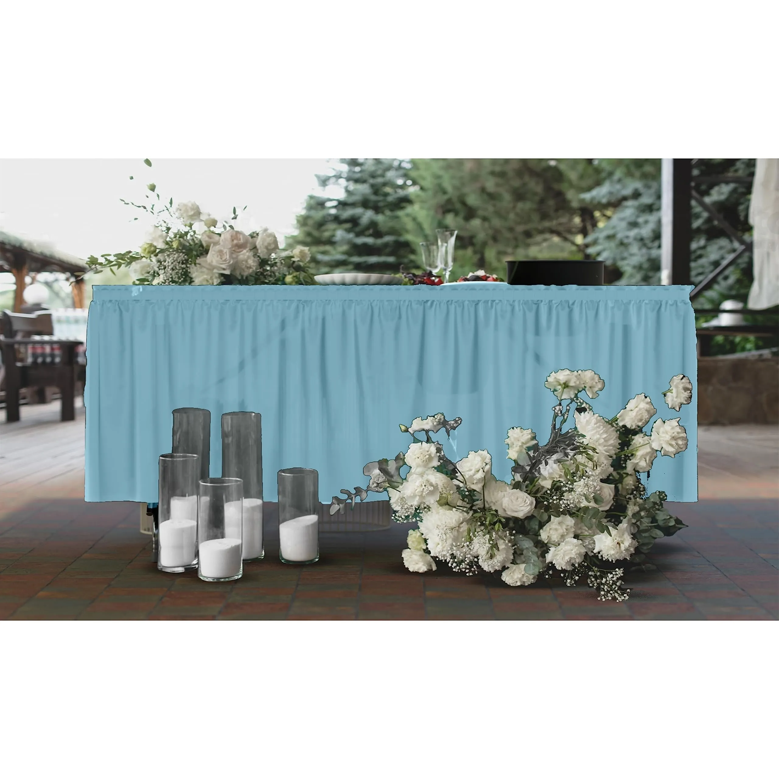 Light Blue Plastic Table Skirt