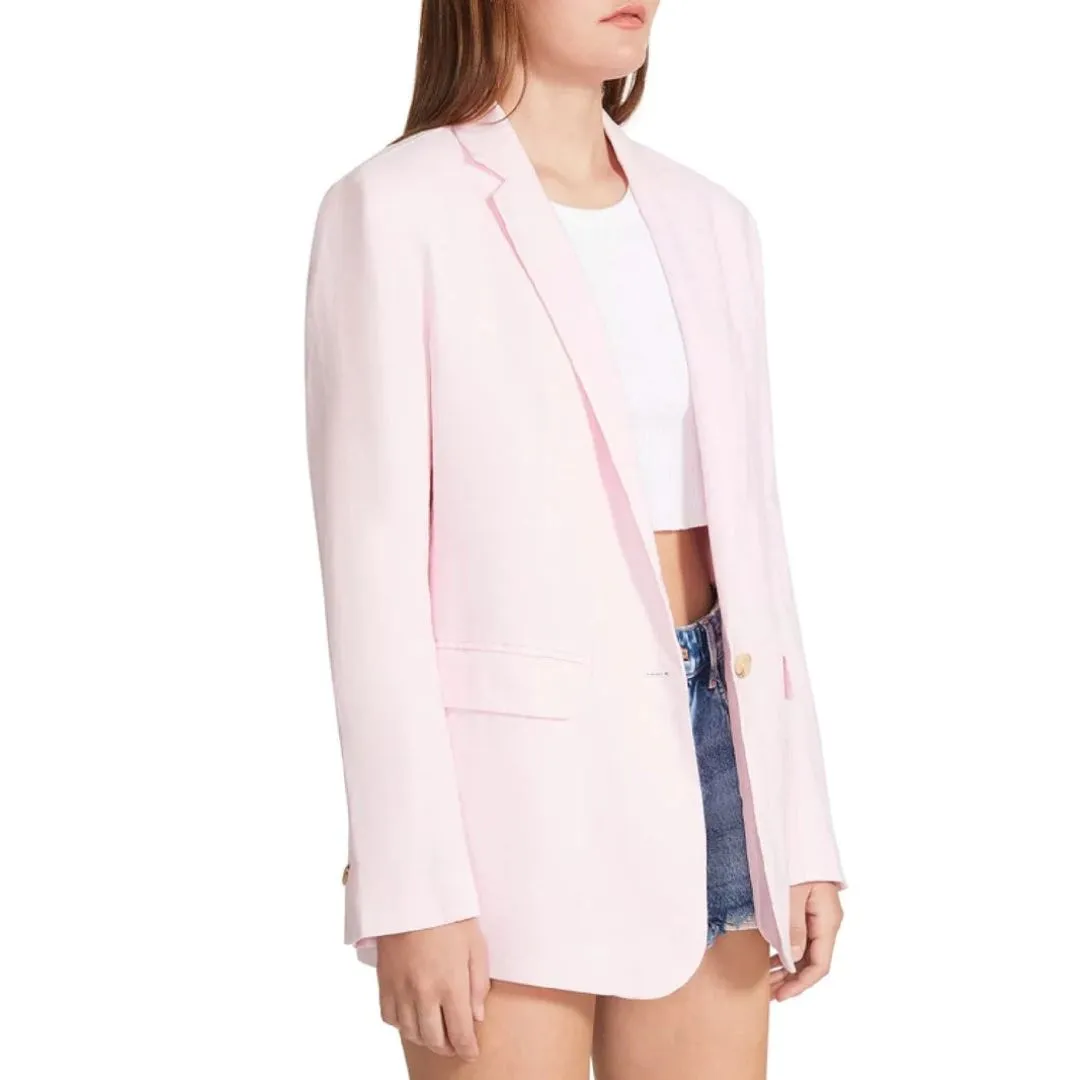 Linen On The Edge Blazer (Pink Tulle)