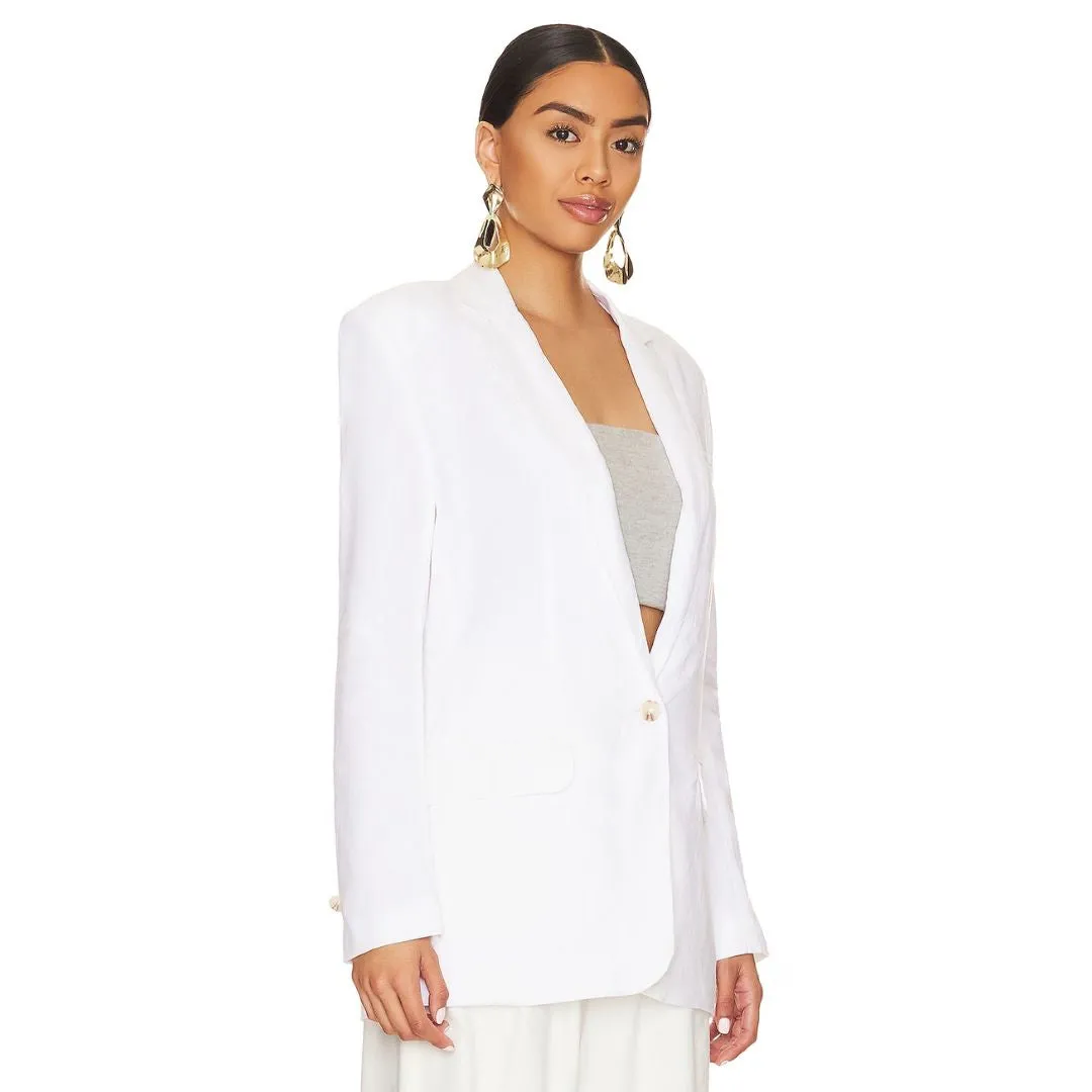 Linen On The Edge Blazer (White)