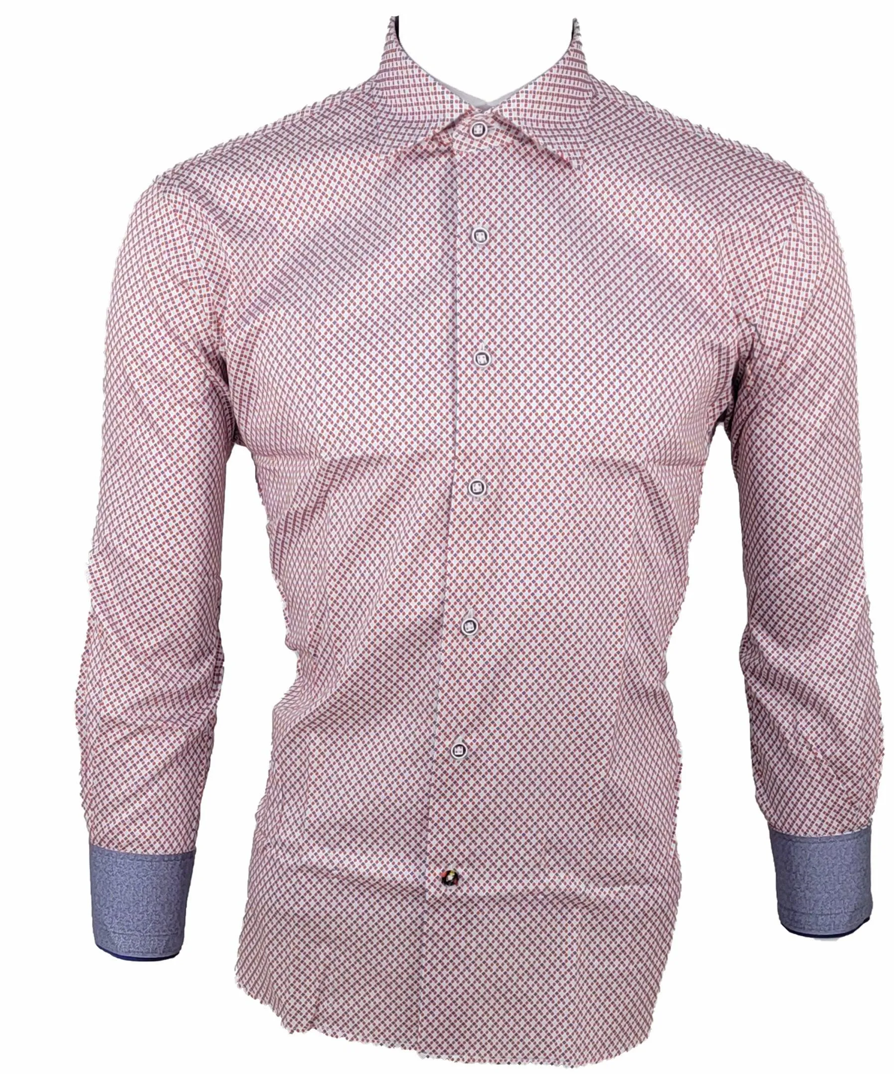 Luchiano Visconti Small White W/ Red Cross Design Long Sleeve Shirt