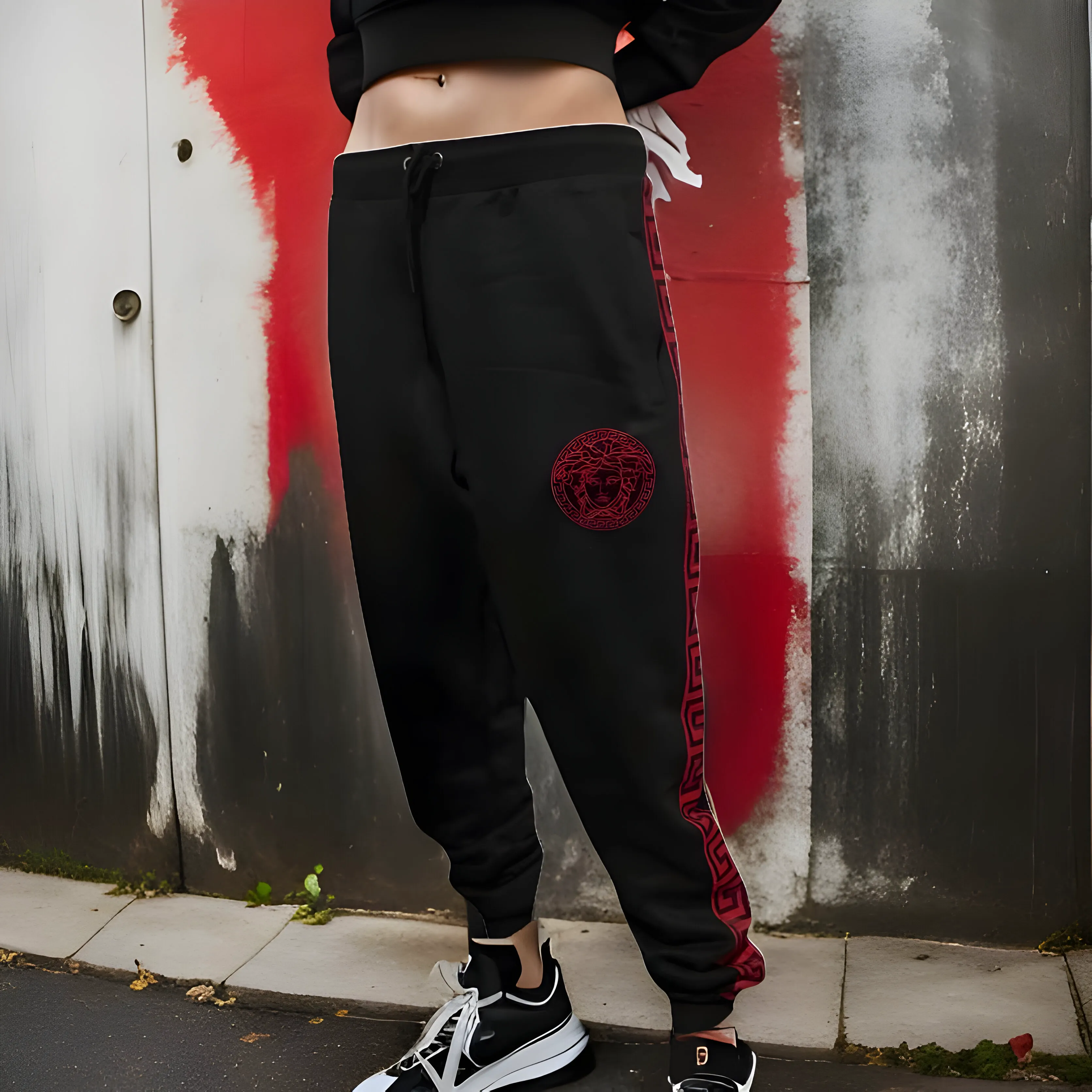 ^MEDUSA STYLE^ (RED-BLACK) JOGGER SWEATPANTS ~LUXURY~