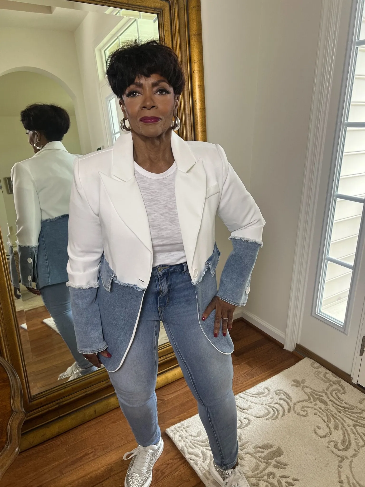Michele Contrast Denim Blazer