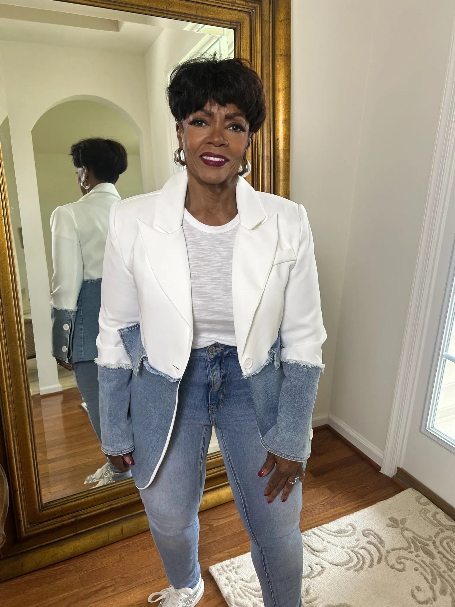 Michele Contrast Denim Blazer
