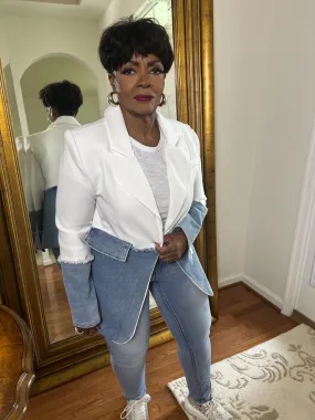Michele Contrast Denim Blazer