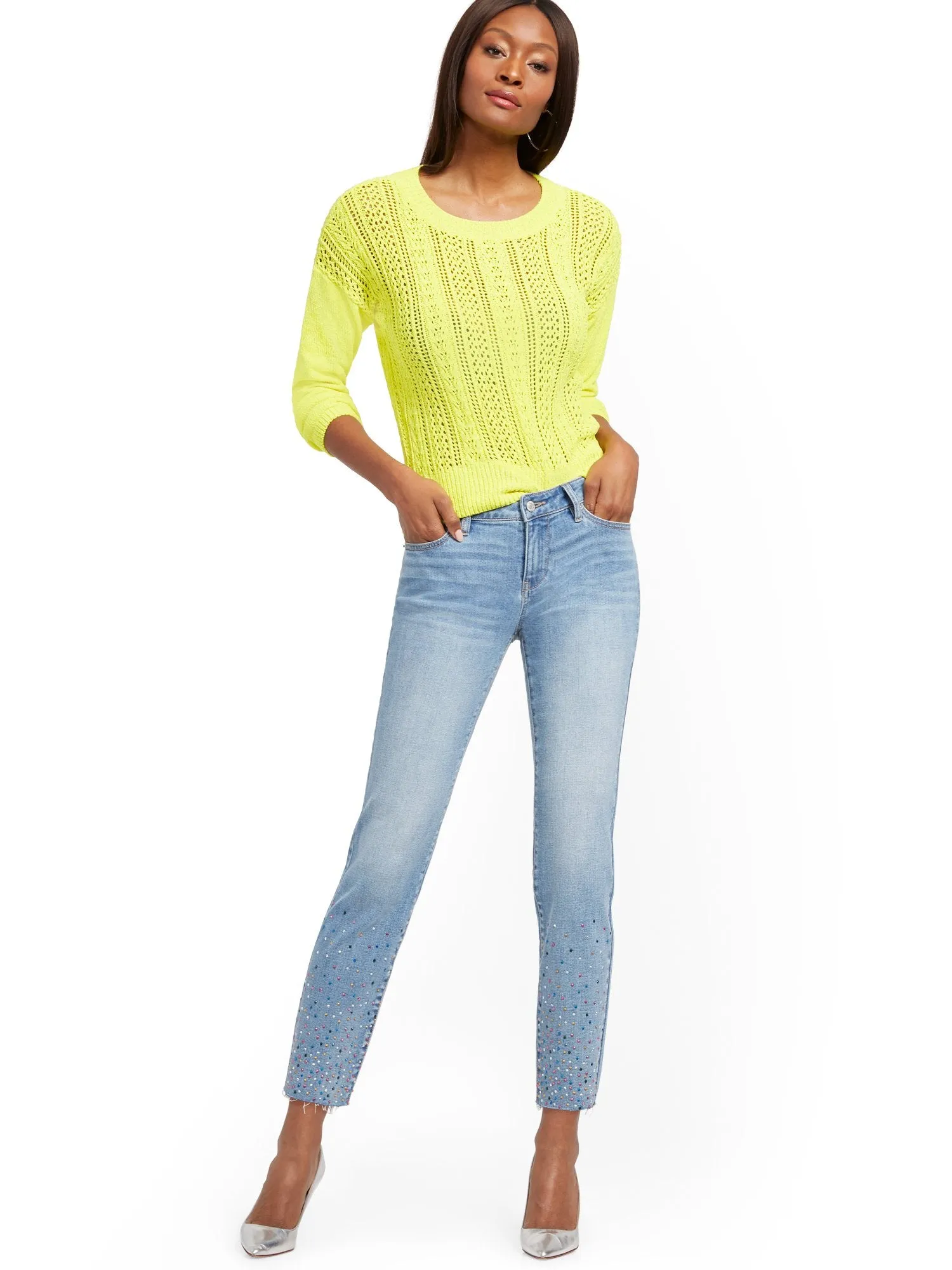 Mid-Rise Curvy Boyfriend Jeans - Platinum Blue