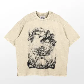 Naruto Nine-Tails & Minato Washed Vintage T-Shirt – 260 GSM High-Quality Cotton Anime Streetwear