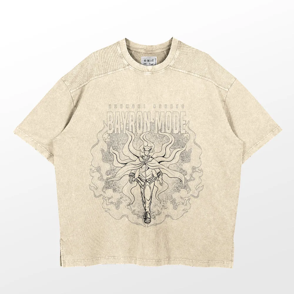 Naruto Uzumaki Baryon Mode Washed Vintage T-Shirt – 260 GSM High-Quality Cotton Anime Streetwear