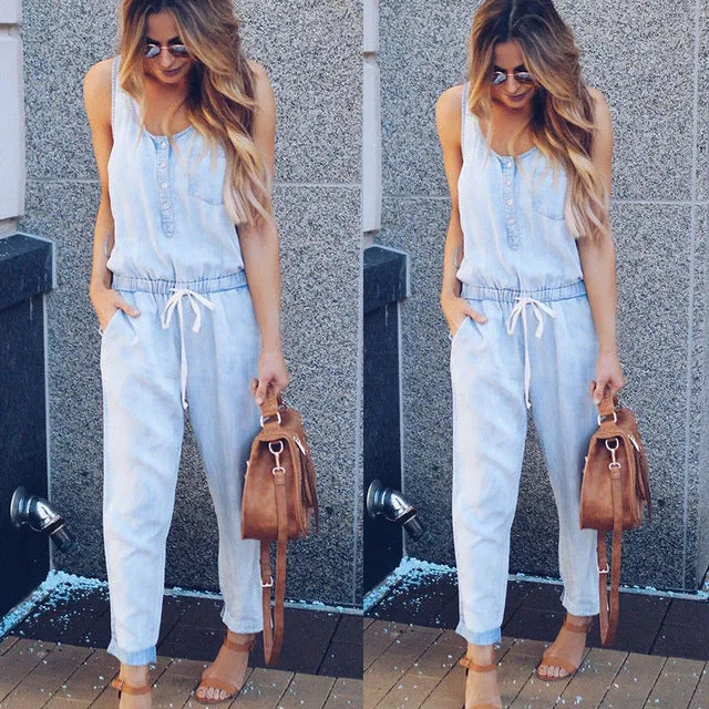 New Arrival 2019 Jumpsuits Women Casual Jumpsuit Loose Overalls Denim Rompers For Women
