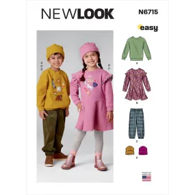 New Look Sewing Pattern N6715 Children's Top, Pants, Dress and Hat