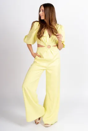 O ring detail jumpsuit soft lime