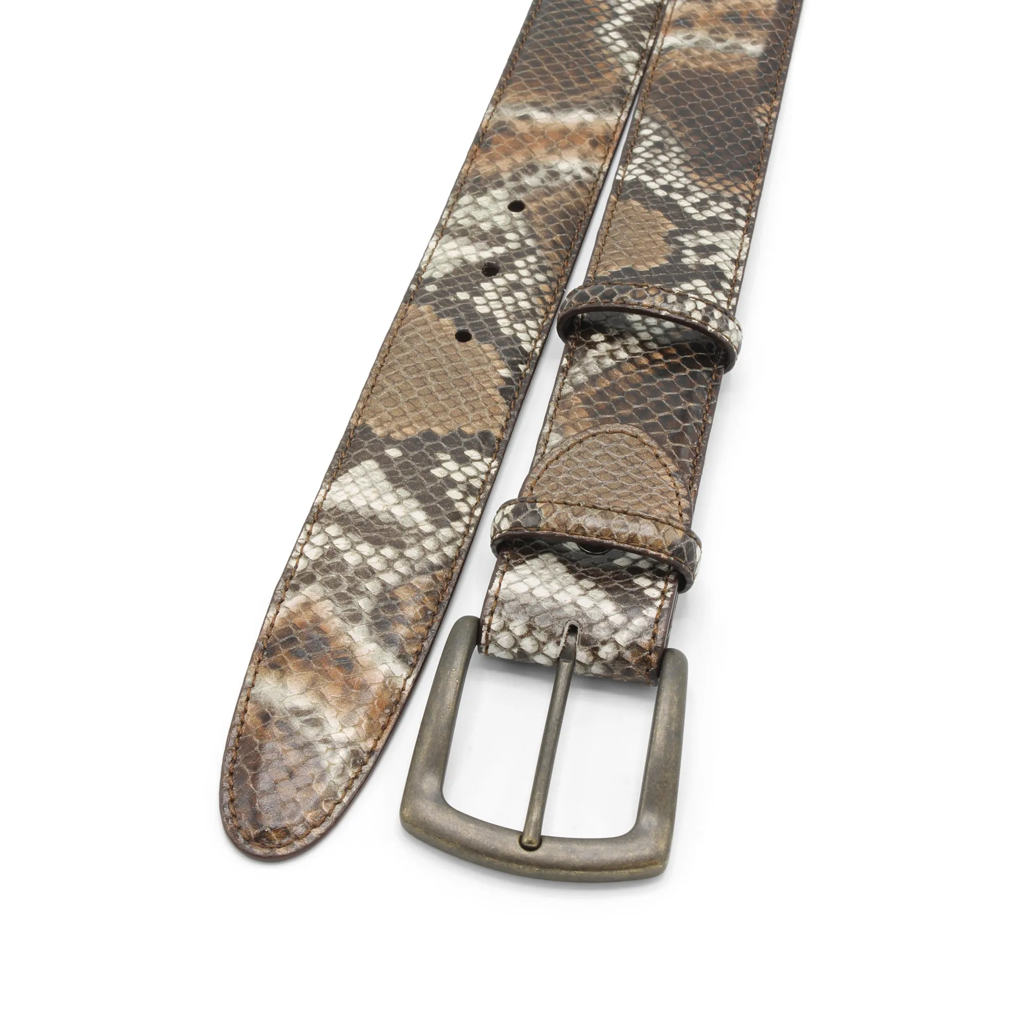 Oak Tone Viper Effect Antique Prong Belt