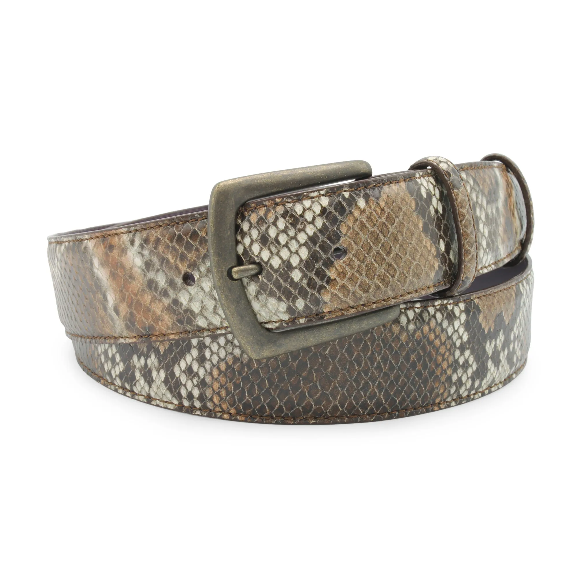 Oak Tone Viper Effect Antique Prong Belt