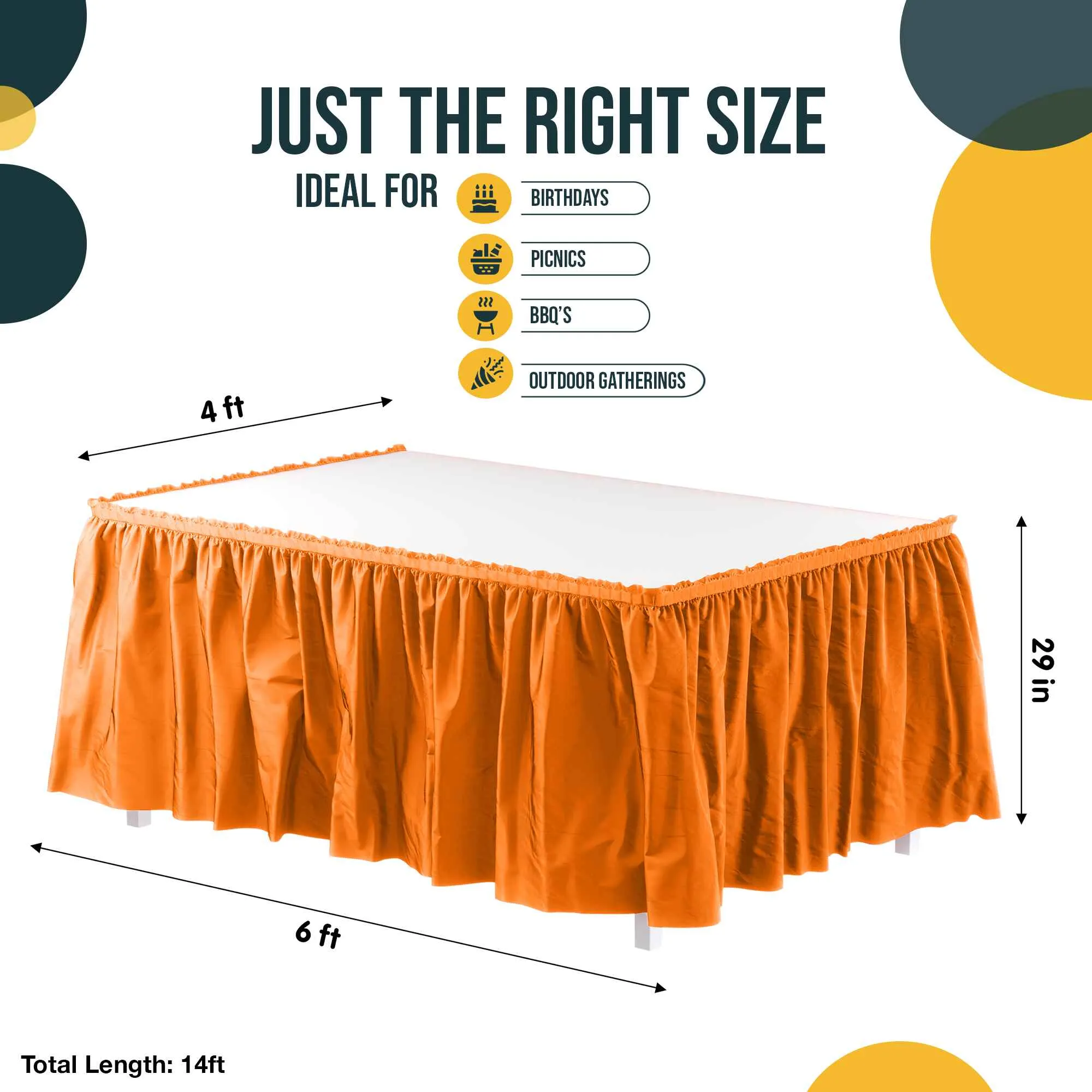 Orange Plastic Table Skirt