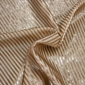 Pagano Beige Striped Polyester Velvet Look SHOWROOM SAMPLE 34CM X 60CM