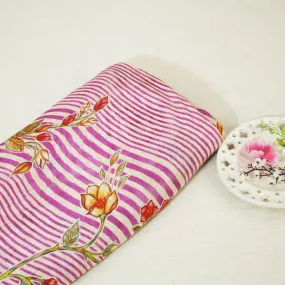 Pink Floral Print Muslin Fabric GT-24675