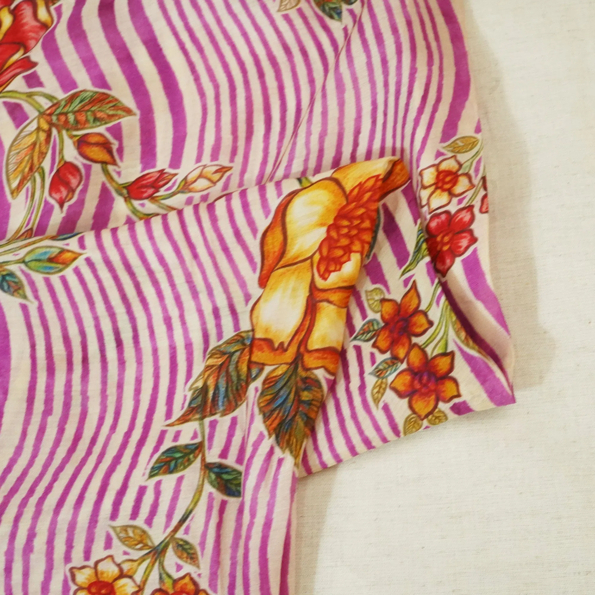 Pink Floral Print Muslin Fabric GT-24675