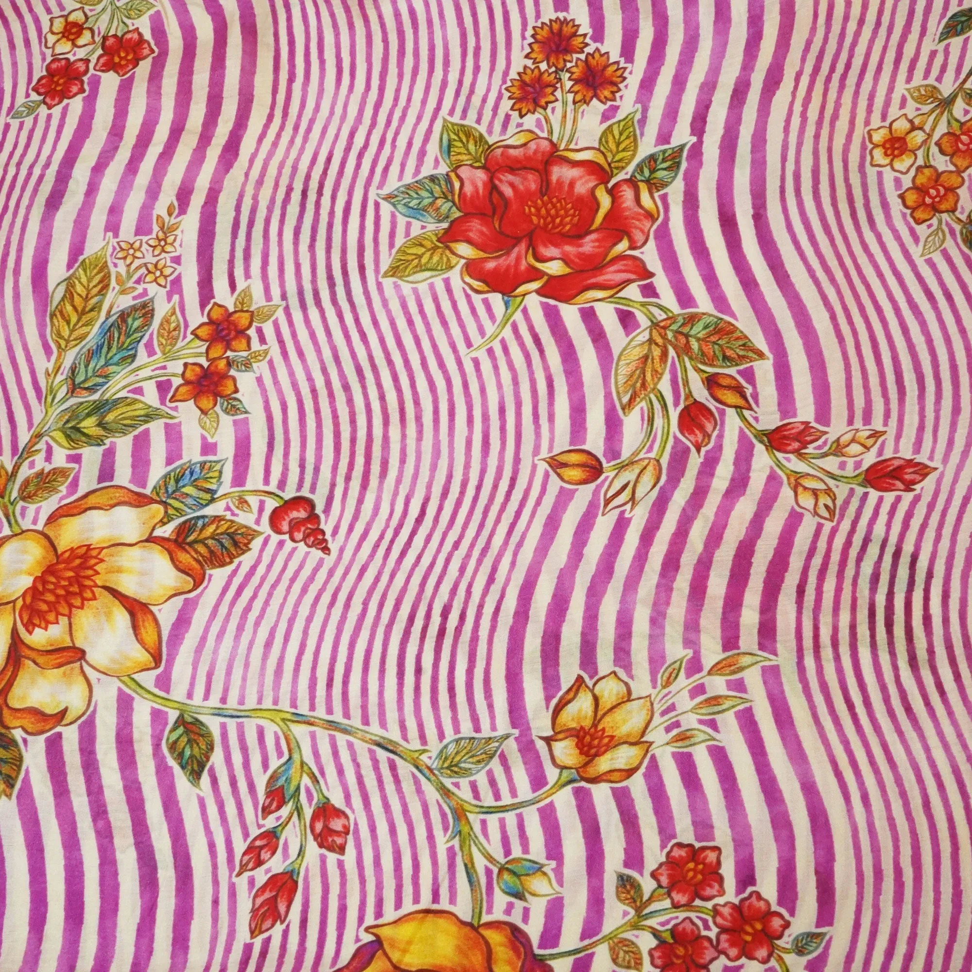 Pink Floral Print Muslin Fabric GT-24675