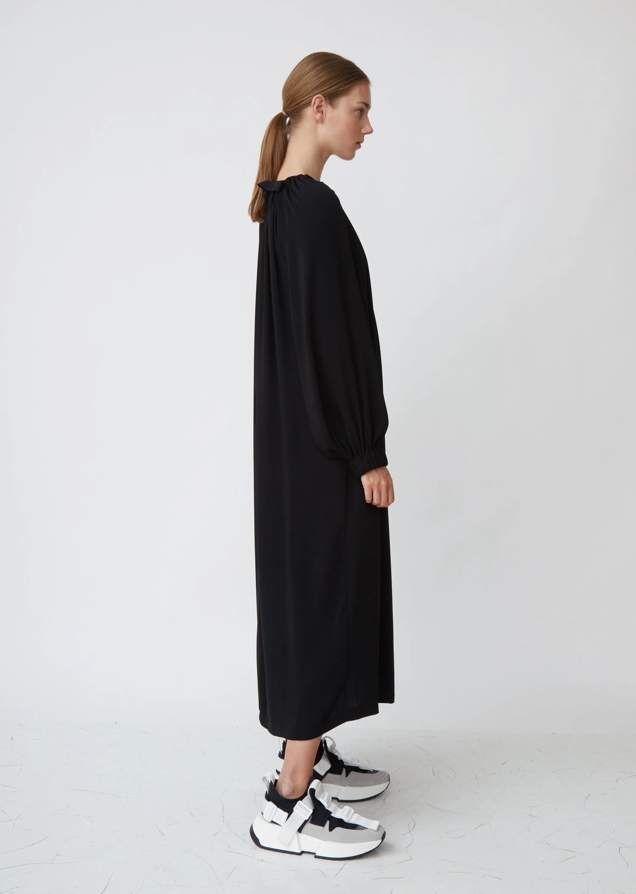 Pleated Long Sleeve Dress