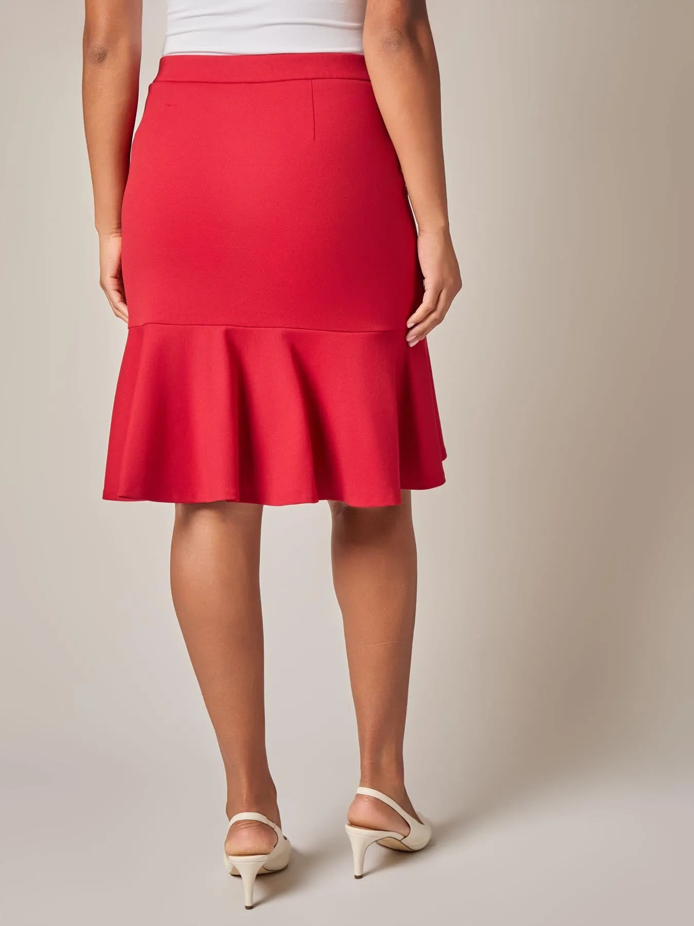 Plus Pull-On Flare Skirt, Crimson