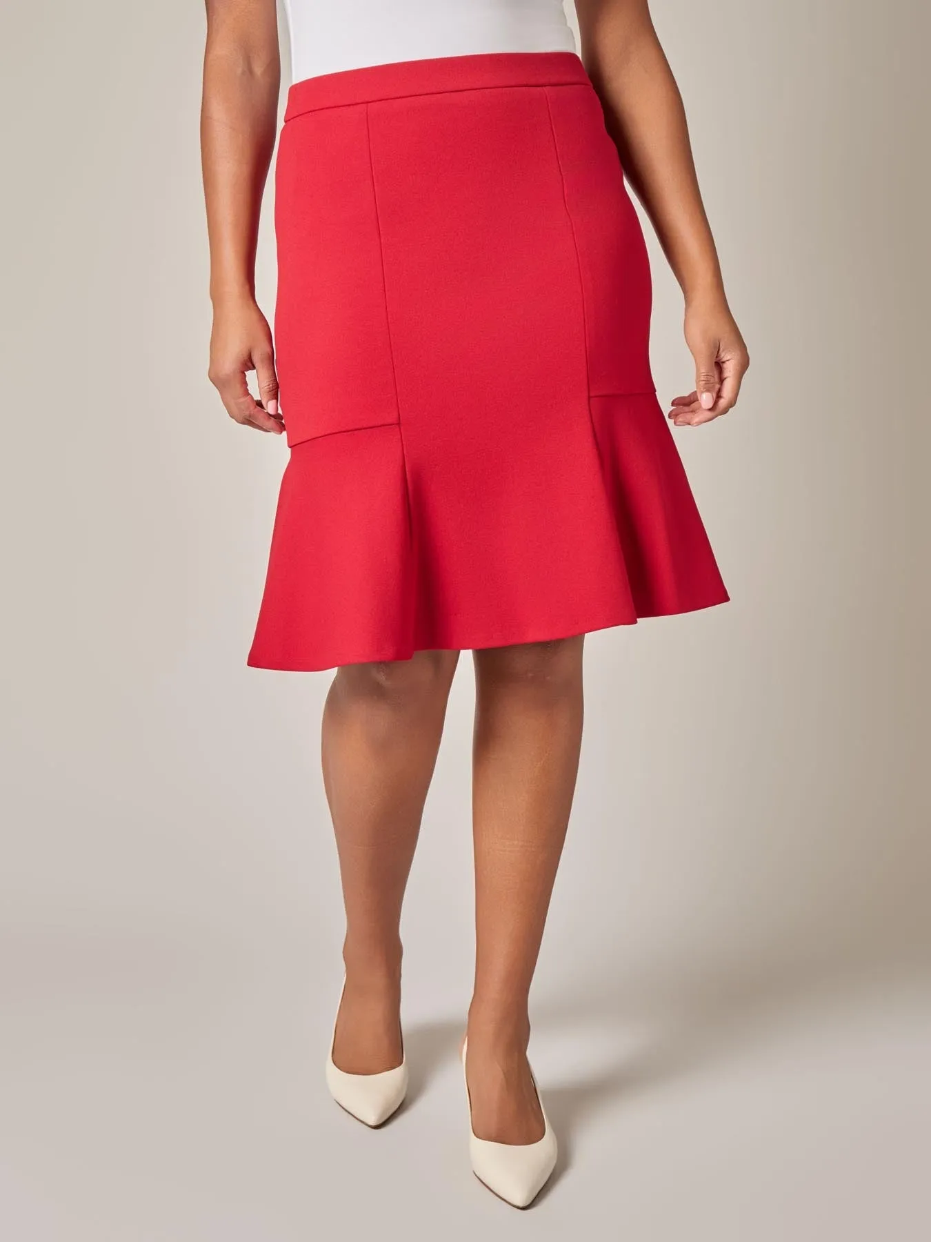 Plus Pull-On Flare Skirt, Crimson