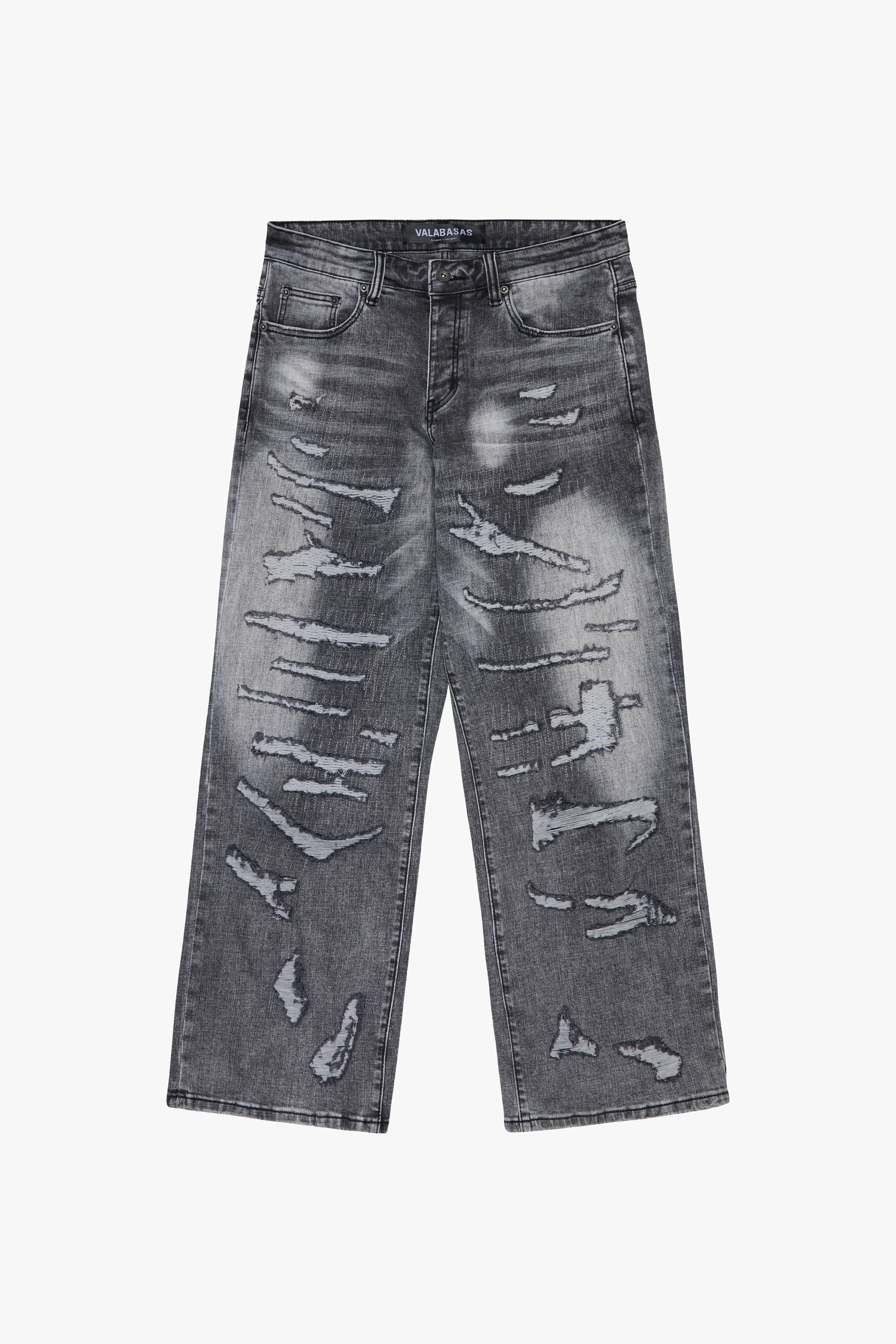 "RUGGED" GREY BAGGY DEMIN JEAN
