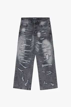 "RUGGED" GREY BAGGY DEMIN JEAN
