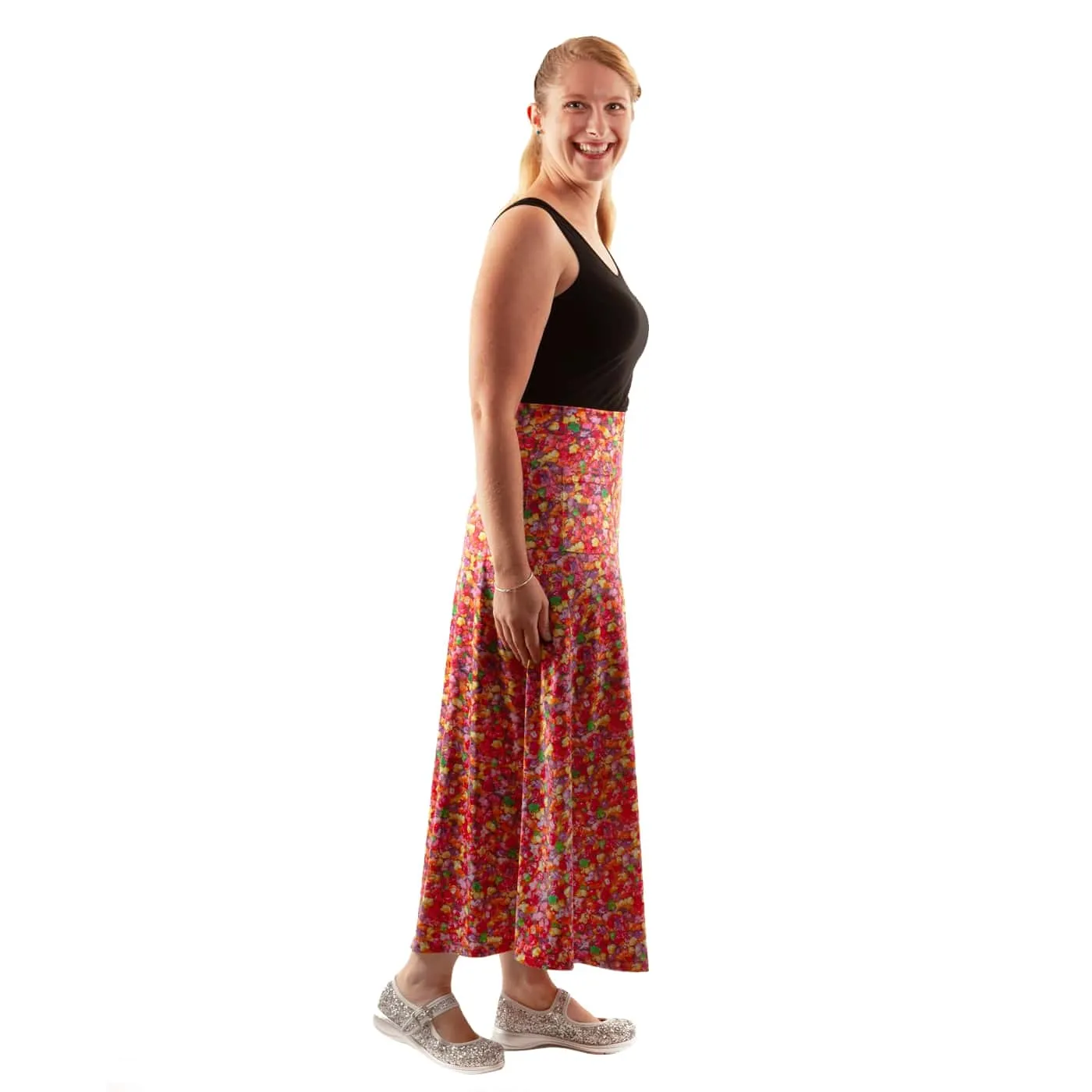 Rainbow Popcorn Maxi Skirt With Pockets