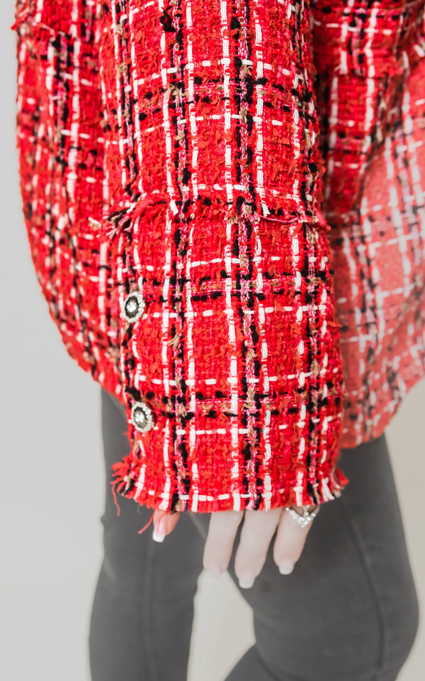 Red Tweed Blazer Jacket - POL Final Sale