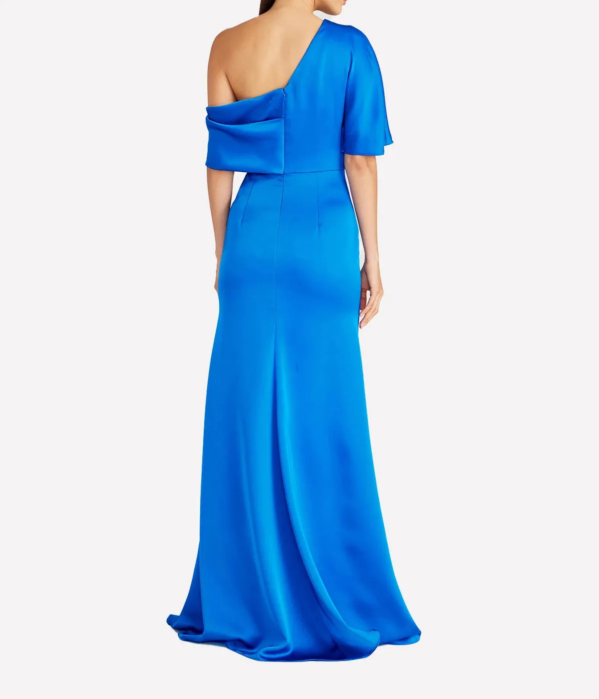 Remi One Shoulder Draped Gown in Brilliant Blue