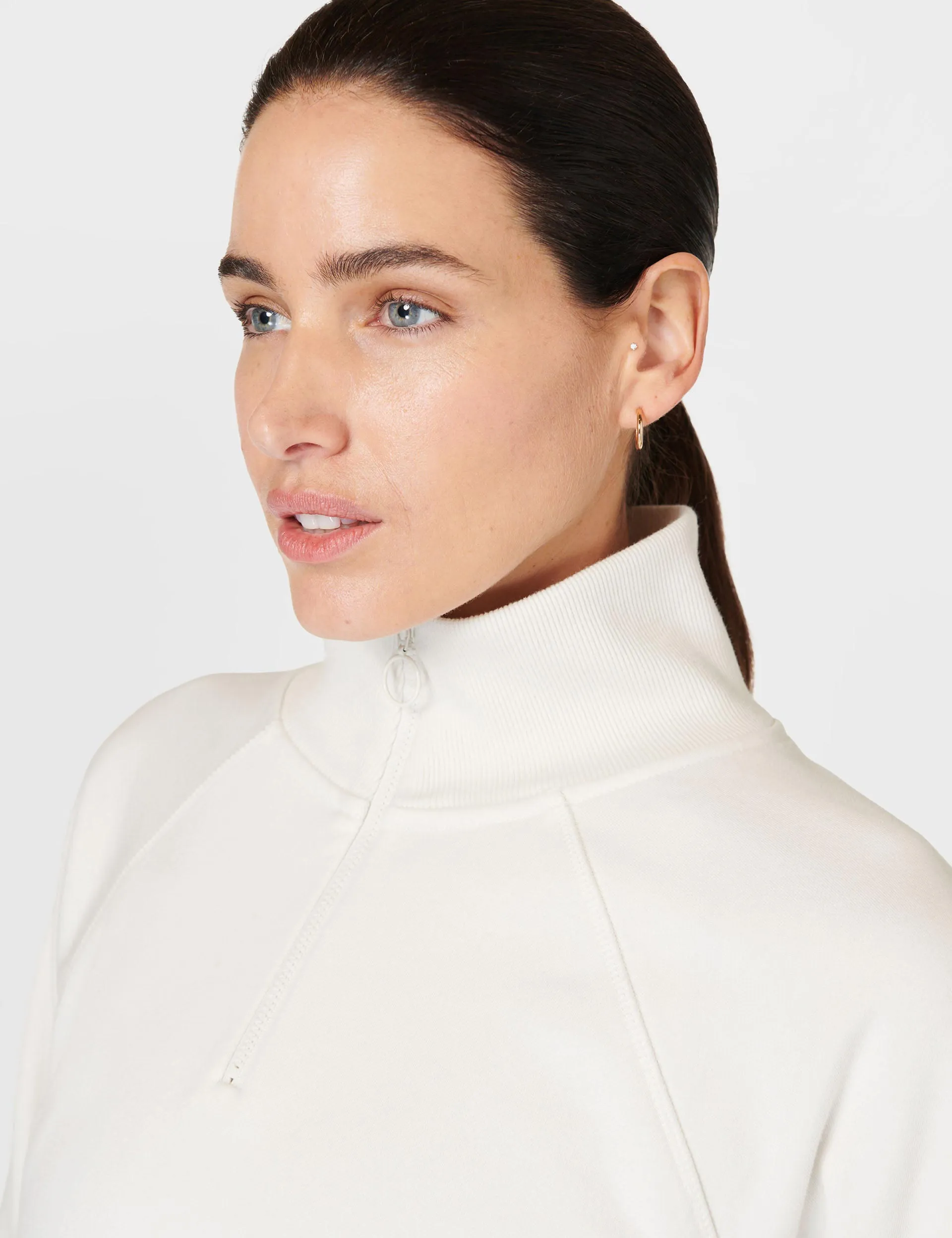 Revive Rib Half Zip Pullover - Lily White