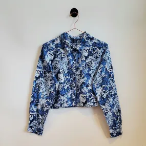 Reworked Vintage Floral Print Crop Shirt | Size 12