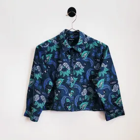Reworked Vintage Paisley Crop Shirt | Size 8