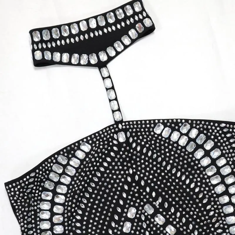 Rhinestone Studded Affair Mini Skirt Set