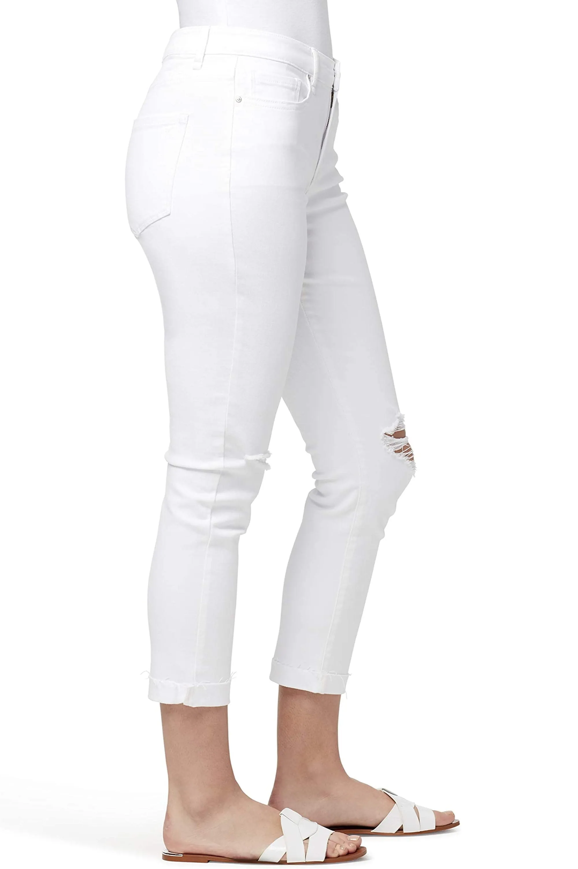 Ripped Cuffed Boyfriend Jeans