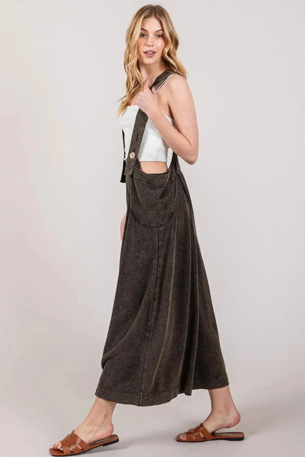 SAGE   FIG Chic Wide Strap Wide Leg Overalls