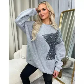 Sequin Detailed Oversized Knitted Jumper