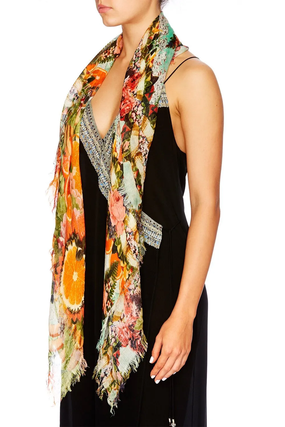SHEER SCARF WITH RAW EDGE SAMBA SALADA