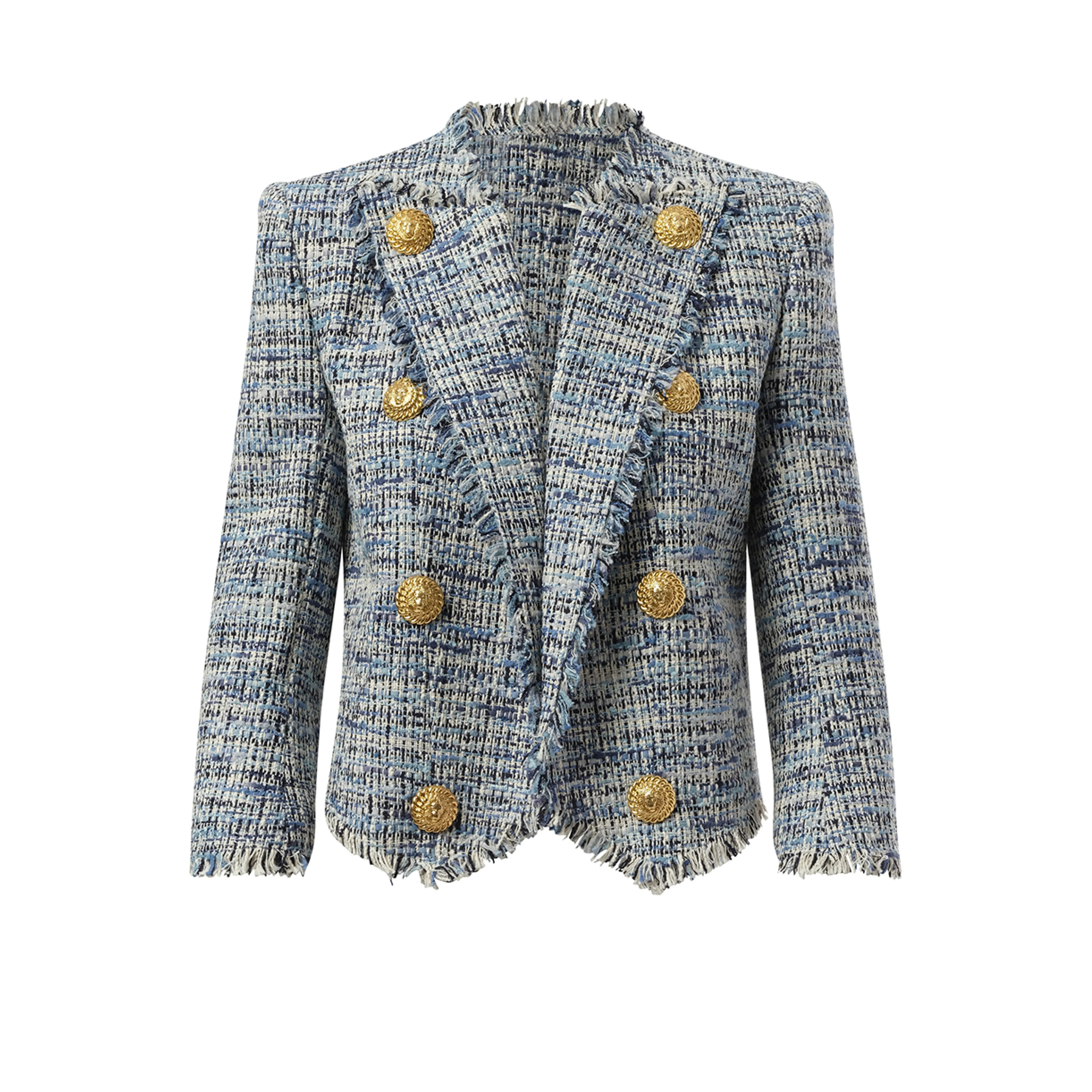 Side To Side Tweed Spencer Jacket in Blue