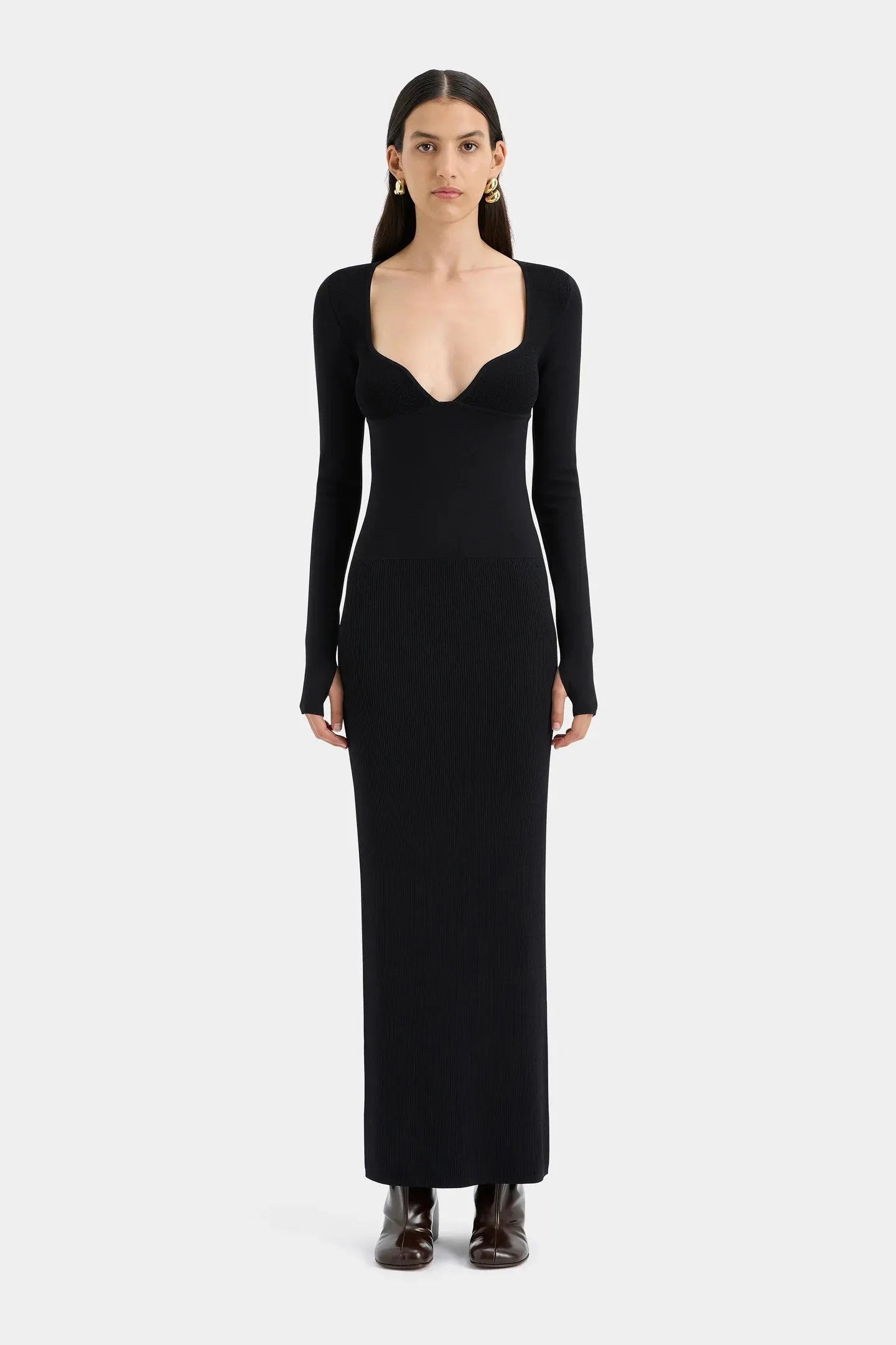 SIR the Label Helena Long Sleeve Maxi Dress - Black