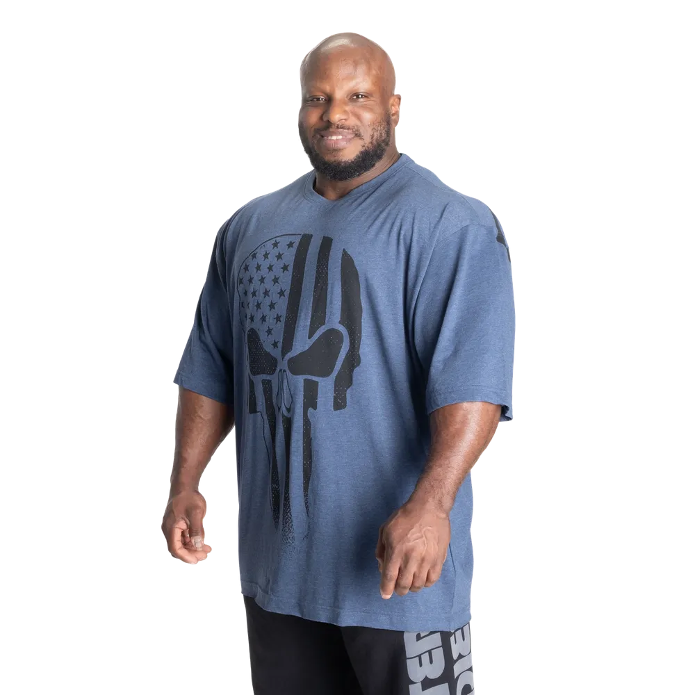 Skull Division Iron Tee, Sky Blue Melange