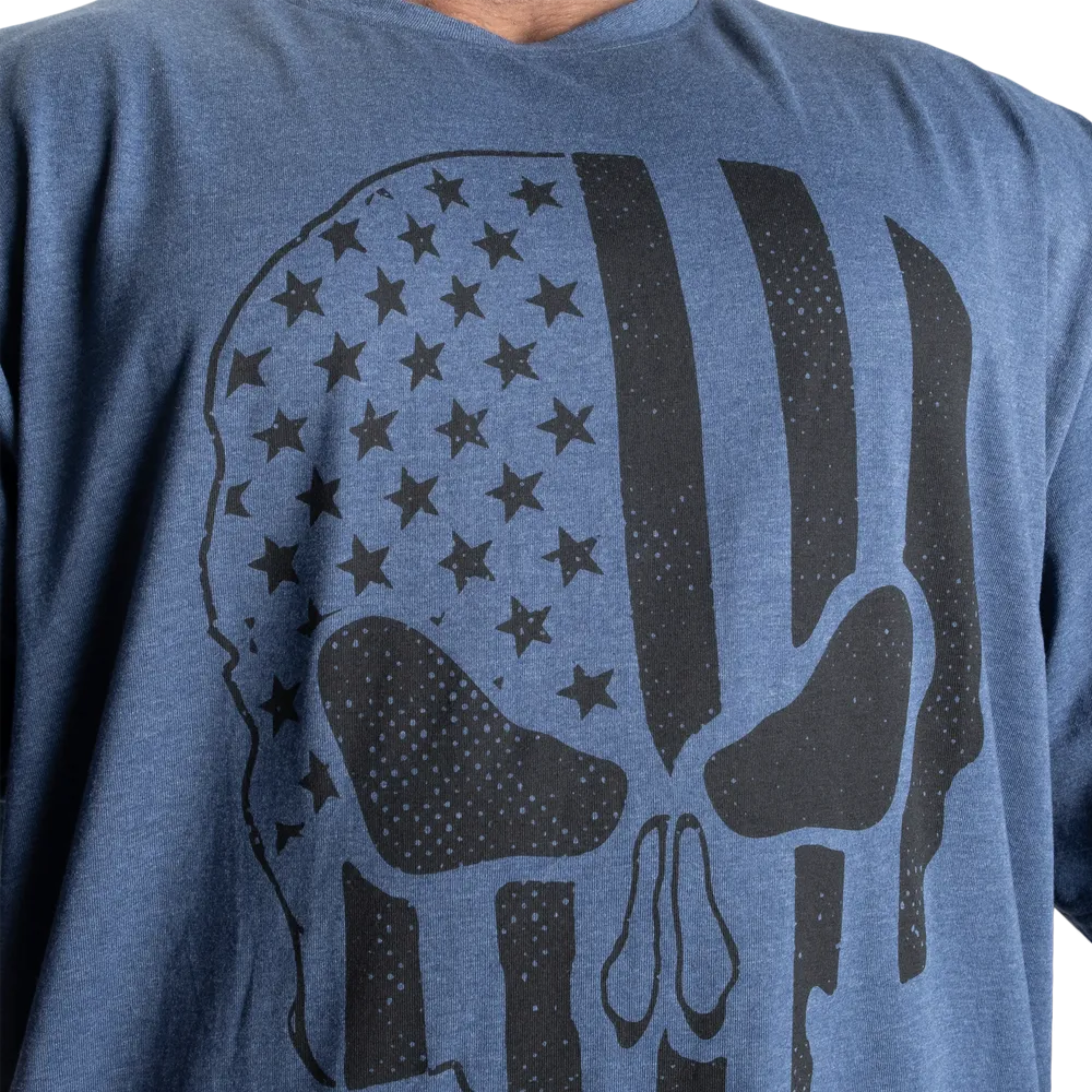 Skull Division Iron Tee, Sky Blue Melange