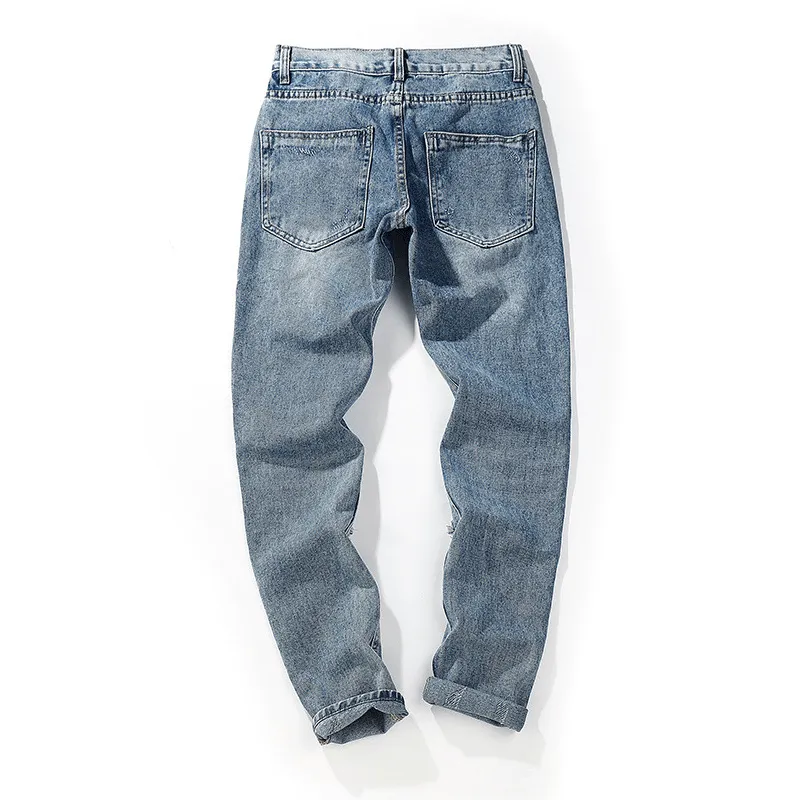 Street Hip Hop Ripped Stacked Jeans