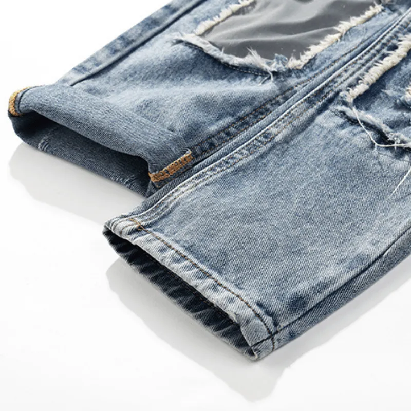 Street Hip Hop Ripped Stacked Jeans