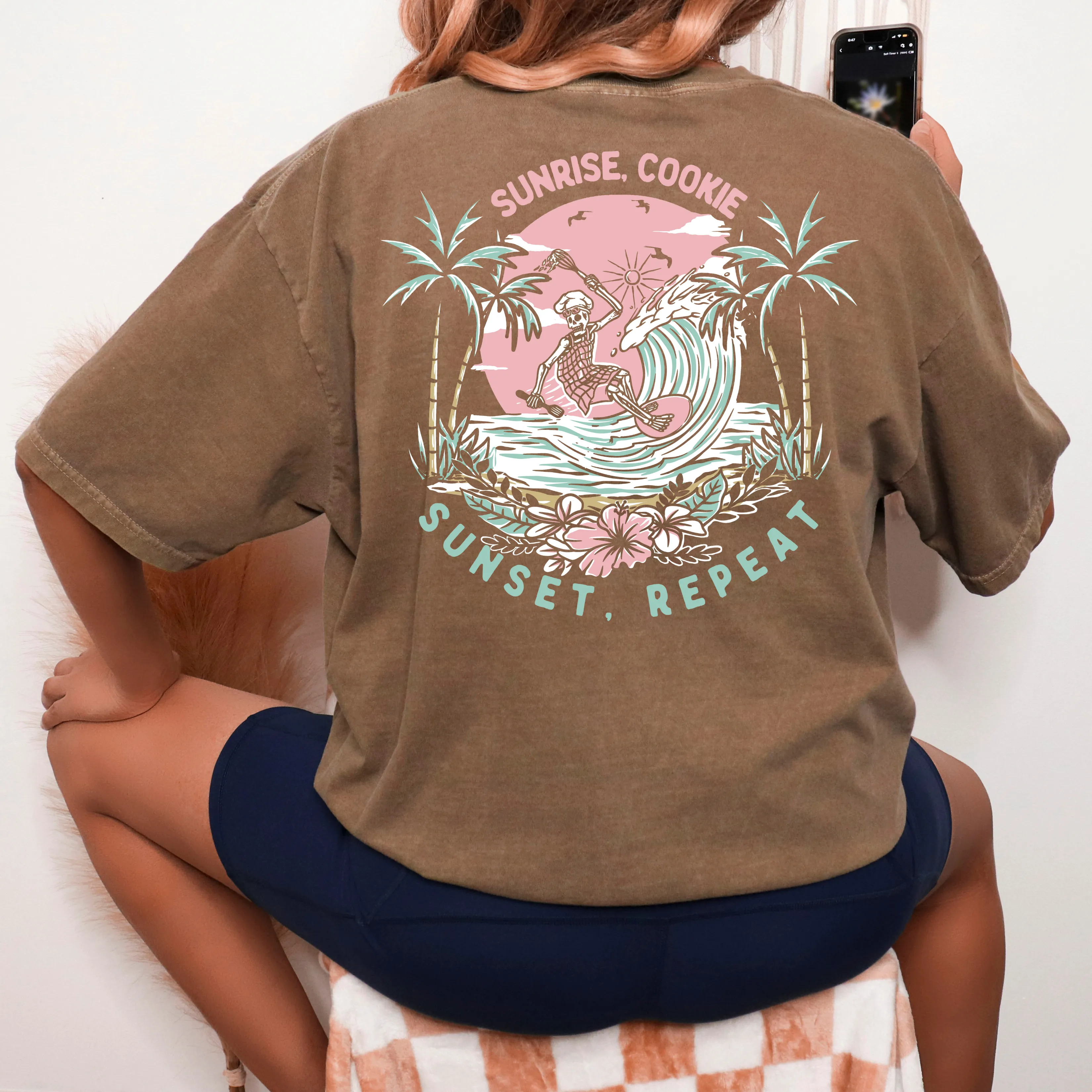 Surf Skelly [pocket & back design] - T-Shirt