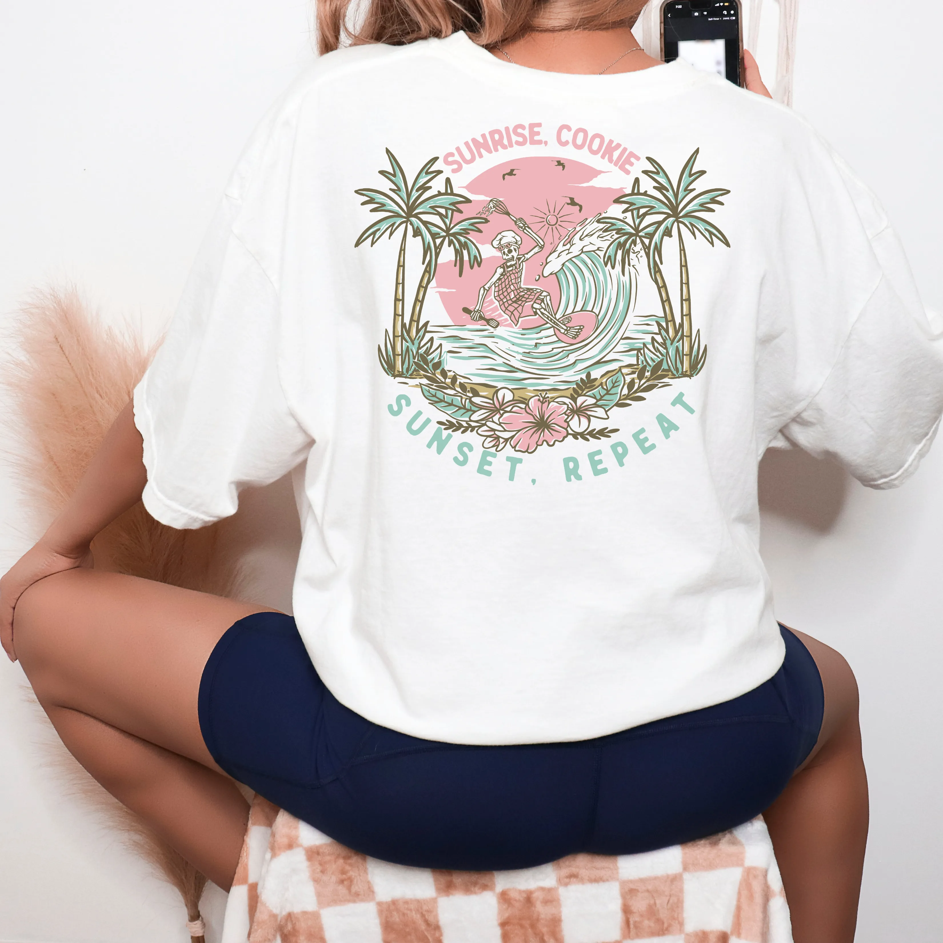 Surf Skelly [pocket & back design] - T-Shirt